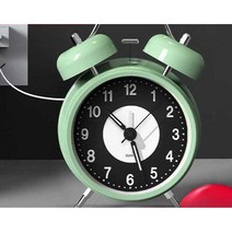 예쁜 레트로 알람 시계 스마트 전자 모닝콜 탁상시계, 대형 야광오로라 실버 + 배터리 4인치