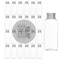 [50개묶음판매] 알루미늄캡 50ml 60ml 75ml 80ml 100ml 어메니티 공병, 50ml(원형) 투명용기, 실버캡, 25개