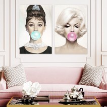 오드리햅번 마릴린먼로 인테리어 그림 액자 80호(145x97cm), 2.마릴린먼로풍선껌／캔버스액자(옆면연장)
