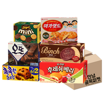 [안녕골목마켓]과자6종세트_오뜨쇼콜라(6입)+빈츠(12입)+후레쉬베리(6입)+촉촉한초코칩(6+2)+마가렛트(8입)+다이제미니(2입), 1개