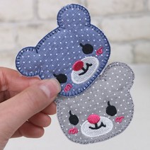 [펠트친구] 도트곰 와펜/곰와펜/동물와펜/예쁜와펜/홈패션부자재/, 회색