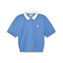 여성 배색 크롭 카라 티셔츠 LA Sky blue