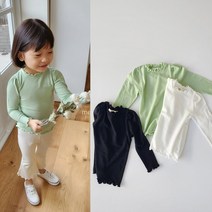 여아 슬림핏 티셔츠 유아 돌 아기 키즈 프릴 셔링 날라리티 3-15호