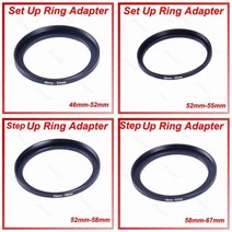 1 개 금속 52mm-58mm 46mm-52mm 52mm-55mm 58mm-67mm 텝 업 필터 렌즈 링 어댑터 52-58mm 52-58 테핑