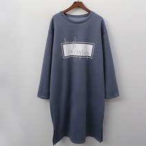 데일로엔 여성용 박스 레터링 긴팔 기모 원피스