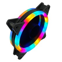부품 컴퓨터 쿨러 PC 호환 COOLMOON-듀얼 조리개 팬 케이스 냉각 오로라 일식 자동 데스크탑 120mm, [04] Rainbow