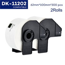 Brother 열전 사 프린터 용 2 롤 태그 QL570 DK 22205 DK11209 DK22205 연속 및 다이 컷 표준 주소 라벨, [02] 2Rolls DK-11202, 02 2Rolls DK-11202