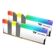Thermaltake TOUGHRAM RGB 메모리 화이트 DDR4 4600MHz 1BB 2개 1680만 컬러 Alexa/Razer Chroma/5V 마더 보드 동기식 메모리R02, 3200MHz, White
