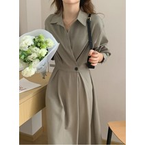 랩스 타일 뒷밴딩 셔츠 롱 원 피스 정장 여성 치마