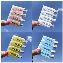 서핑보드 헤어핀 메이크업용 앞머리핀 헤어클립 잔머리 사이드핀 1세트(4PCS), 옐로우(4P)