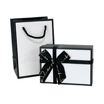 루루홈 블랙 화이트 리본 선물 포장 박스   종이가방, 1호 상자   1호 가방