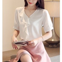패션시그널 하프러플 체리브릿지 블라우스