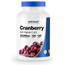 뉴트리코스트 크랜베리 추출물 120캡슐 Nutricost Cranberry Extract (25 000mg) with Vitamin C & Vitamin E (미국배송), 1개, 120정
