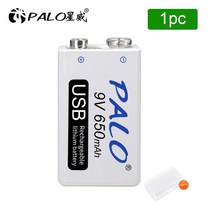 PALO-9V 충전식 배터리 650mAh 6F22 마이크로 USB 9v 리튬 이온 리튬 배터리 멀티미터 마이크 장난감 리모콘 KTV 재충전 건전지 li-ion 리튬 배터리, 01 1pc