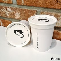 NEYO 친환경종이컵 10oz 50개 (컵뚜껑선택가능), 컵(50개)+플라스틱뚜껑(100개)
