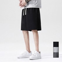 남성 얇은 소재 루즈한 핏감 베이직 스타일 반바지남성의류 남성반바지 남자 남자트레이닝바지 츄리닝 남자밴딩바지남성 남성바지 바지 트레이닝반바지 팬츠 남