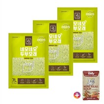 [몽실몽실] 네모네모 두부모래 1.5mm 가는입자 녹차 7L (2.8kg) + 더캣츠 미니리얼 파우치 연어&치킨 스프 40g, 7L x 3개