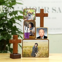 고급 원목 납골당 추모액자 친환경 원목 봉안당 꾸미기 영정 사진 인화 제작, 고무나무, 4.5x4.5cm