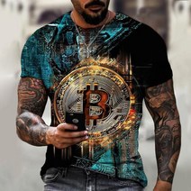 기념주화 비트코인선물 모형소품폭발적인 2022 봄과 여름 새로운 반팔 Bitcoin 3D 인쇄 된 t-셔츠 거리 동, 11 dyp-2290_03 S