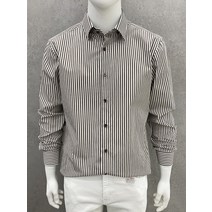 트루젠 남성 베이직핏 이지케어 면 100% 브라운 스트라이프 드레스 셔츠 긴팔 와이셔츠 남방