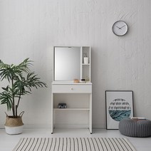 이스타일가구 클라라 600 베이직 수납 화장대 거울, 아이보리