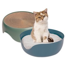 올랑올랑 고양이 스크래쳐 냥모나이트 캣모나이트 대형 스크레쳐 방석 스크래처, 그린