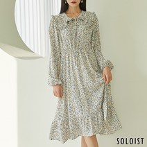 솔로이스트 플로랄 셔링 빅칼라 원피스 SADN1657