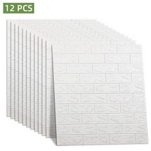 SAENAL 3D 벽 스티커 자체 접착 벽지 모조 벽돌 집 장식 패널 거실 TV 배경 홈 데코 12 개 8 4 개, White-12pcs (Thanks)