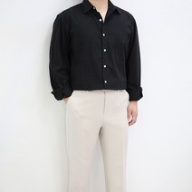 엠클로 남자 오버핏 바이오워싱 코튼 카라 셔츠
