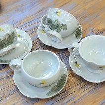 민들레 도자기 커피잔 도자기 찻잔 200ml 230ml 1인용 2p, 둥근형