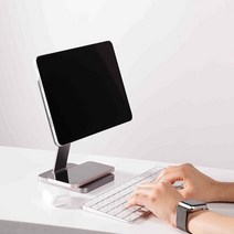 오주주 2in1 아이패드 마그네틱 거치대, 실버, 11(에어4/프로11)