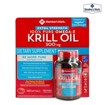 멤버스마크 100％ 순수 강력 오메가3 크릴오일 500mg 160정, 1, MembersMark-100Omega-3-KrillOil-41320-500mg-160ct