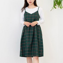 체크 패턴 포인트 꾸안꾸 페미닌 러블리 여성 원피스
