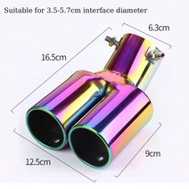 머플러팁 자동차 테일 듀얼 콘센트 배기 팁 스테인레스 스틸 경사 압연 에지 자동 머플러 변형 범용 파이프, [20] type20-bent