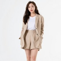 여성 여자 데일리 여름 팬츠 반바지 린넨 자켓 세트