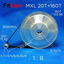 Fitsain-mxl 20t + 160t 1:8 너비 10mm 동기식 ​​휠 스테퍼 모터 풀리 기어 감소, 협력사, 6mm-20t-12mm-160t
