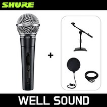 [정품] SHURE 슈어 유선 마이크 SHURE SM58 SK 팝필터 케이블 탁상용스탠드 세트, SM58SK(스위치O)+케이블+팝필터+탁상용스탠드