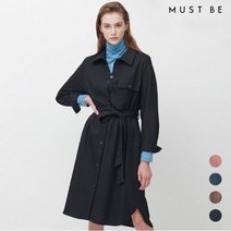 머스트비 여성 벨티드 셔츠 롱 원피스
