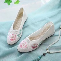 자칠 전통 꽃신 여성 꽃 신발 여름 레이스업 자수 신발