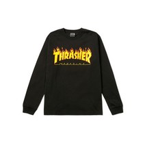 THRASHER 플레임 로고 롱슬리브 블랙