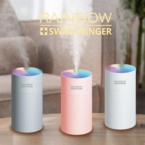 가습기 미니가습기 레인보우가습기 무드라이트 가습기 스위스윙거 KC인증 차량용가습기 차량용품 사무실, 핑크+추가필터1개