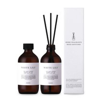 깨끗한 꽃향 디퓨저 화이트릴리향 천연 실내방향제 200ml x2 총400ml, 화이트릴리x2