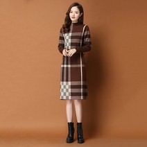 미디 니트 추동 덧대 두꺼운 반목 원피스 무릎까지 살짝 숙성숙겨울용원피스 여성겨울원피스 오피스원피