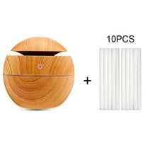 휴대용 미세먼지 공기청정기 라운드 커버 우드 그레인 USB 공기 가습기 다채로운 LED 램프 청정기 가정용, 04 Yellow Num2