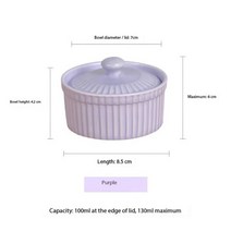 컨벡션오븐 제과제빵오븐 전기오븐 130ml 푸딩 수플레 베이킹 그릇 뚜껑 케이크 과일 요구르트 요리 이유식 전자 레인지 계란 스팀 컵 세라믹 식기, 제비꽃