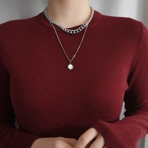 써지컬스틸 굵은 두줄 체인 레이어드 제시 화사 목걸이