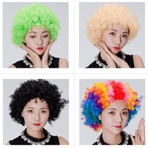 할머니가발 뽀글이가발 파마 핑크 금발, 화이트