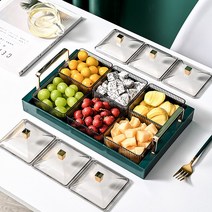 couyor 북유럽 6칸 간식 트레이 사각 분할 디저트 나눔접시, 그린