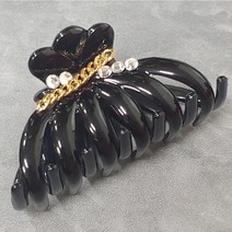 SUNNYDAY BB4 국산 헤어집게핀 메탈 체인 큐빅 파츠 고급 올림머리 반머리 성인 여성 복주머니 집게핀 헤어핀 백화점 머리핀