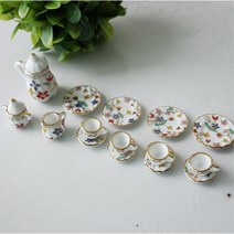 북유럽풍 미니 도자기 찻잔세트 미니어처 예쁜방꾸미기 부부선물 강남소품 호텔 인형인테리어 홈데코용품